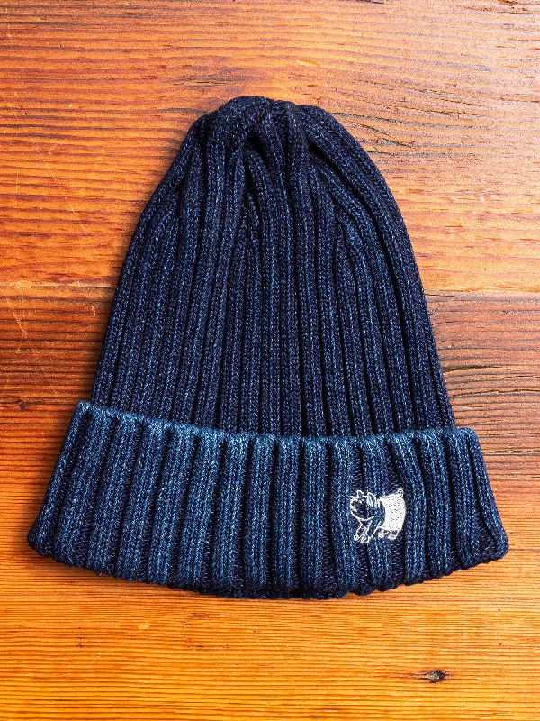 Beanies with soft patterns-Knit Beanie in Dark Indigo