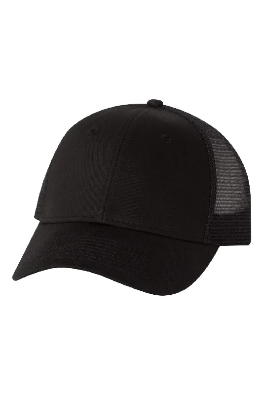 mens hats with soft tones-Valucap Mens Mesh Back Twill Snapback Trucker Hat - Black