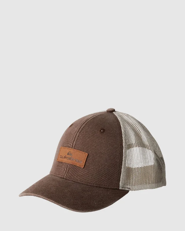 mens hats with warm tones-Mens Down The Hatch Trucker Hat