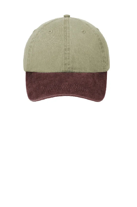 mens hats in copper-Port & Company Mens Adjustable Hat - Khaki/Maroon