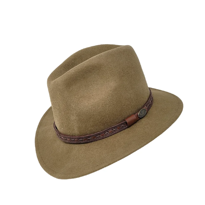 mens hats in turquoise stone-Crushable Felt Outback Hat with Band | Epoch Men's