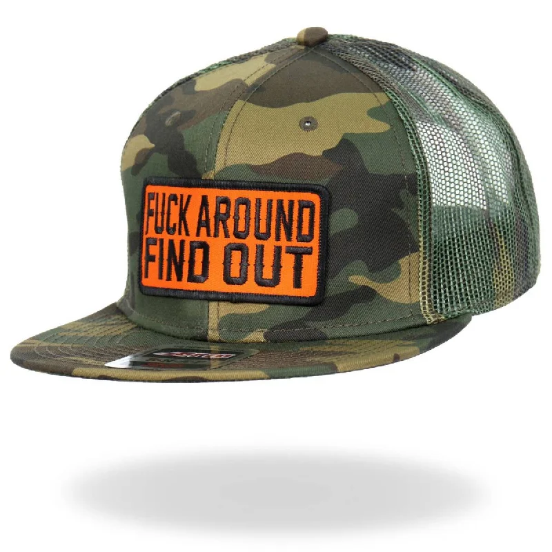 Beanies with holiday designs-Hot Leathers GSH2044 Fuck Around Find Out Camo Snapback Hat