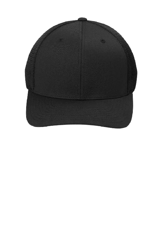 mens hats for dog walking-Port Authority Mens Mesh Flexfit Hat - Black - New