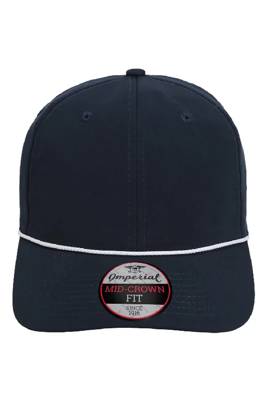 mens hats for manatee watching-Imperial Mens The Wingman Moisture Wicking Snapback Hat - Navy Blue