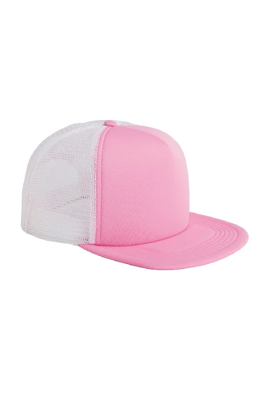 mens hats with bold patterns-Big Accessories Mens Adjustable Trucker Hat - Pink/White