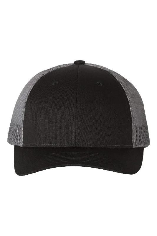 mens hats for cold weather-Richardson Mens Snapback Trucker Hat - Black/Charcoal Grey