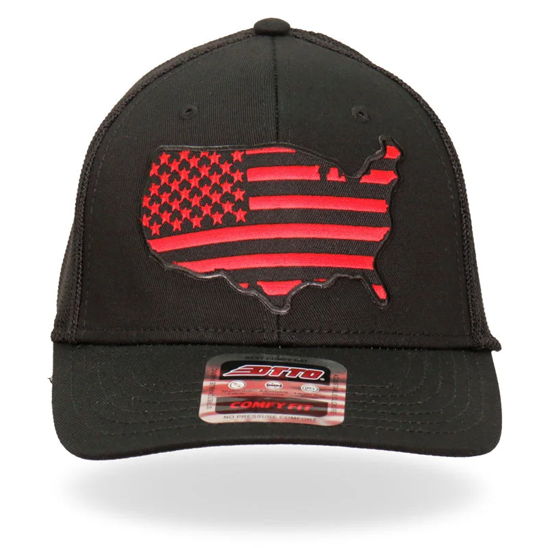 Running headbands for cold-Hot Leathers GSH1036 Red Country Flag Trucker Hat