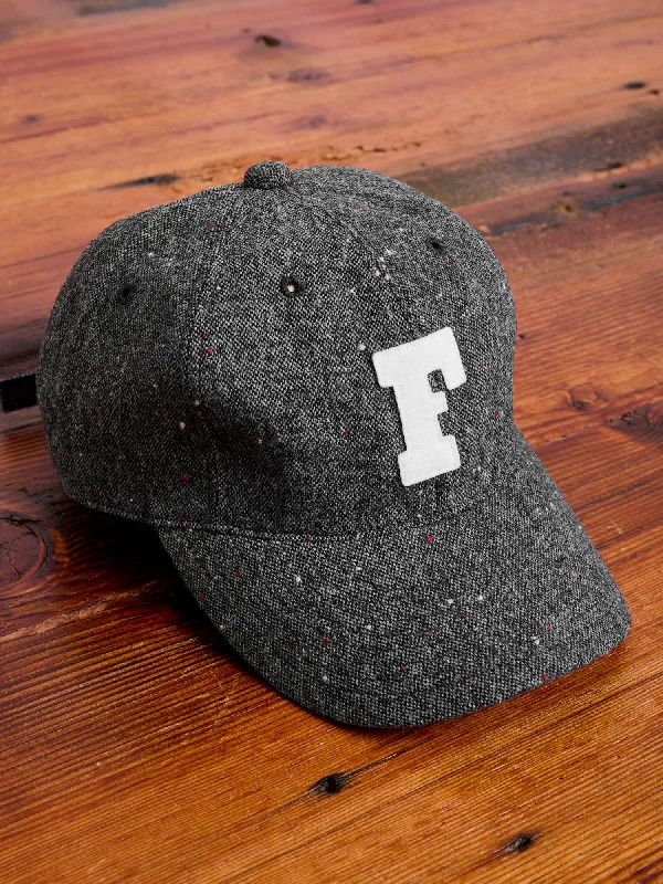 Baseball caps phone pocket-Patch Tweed Baseball Cap in Charcoal