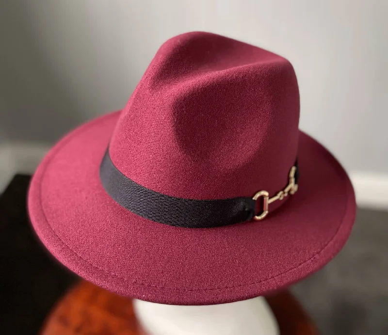 Beanies for casual trips-Maroon Panama Hat - Snaffle Bit Band-Medium