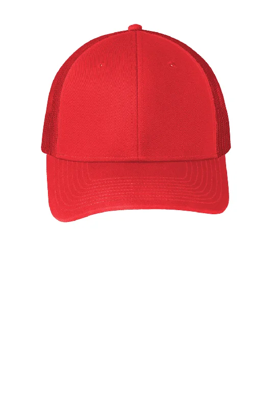 mens hats with rich colors-Port Authority Mens Adjustable Trucker Hat - True Red