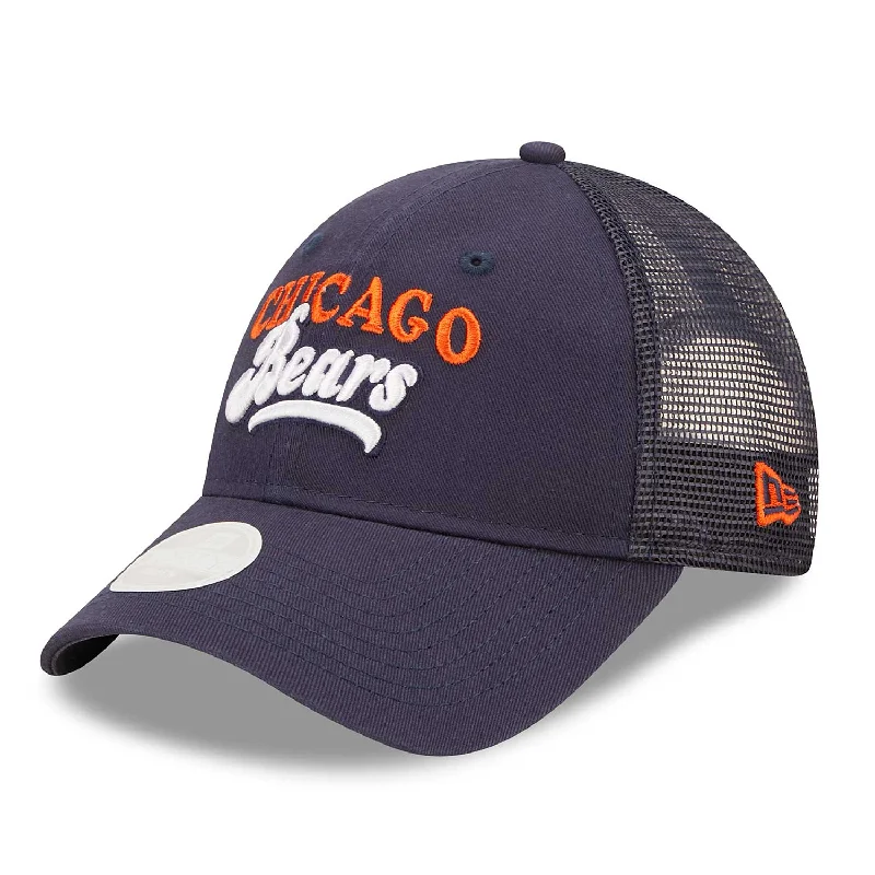 Womens hats in wool-Chicago Bears Women's Team Script 9FORTY Adjustable Trucker Cap