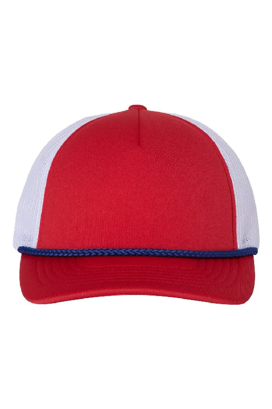 mens hats in brocade-Richardson Mens Foamie Snapback Trucker Hat - Red/White/Royal Blue