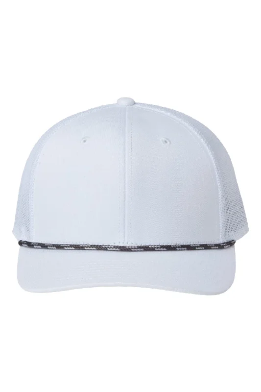 mens hats with thick fabric-The Game Mens Everyday Rope Snapback Trucker Hat - White