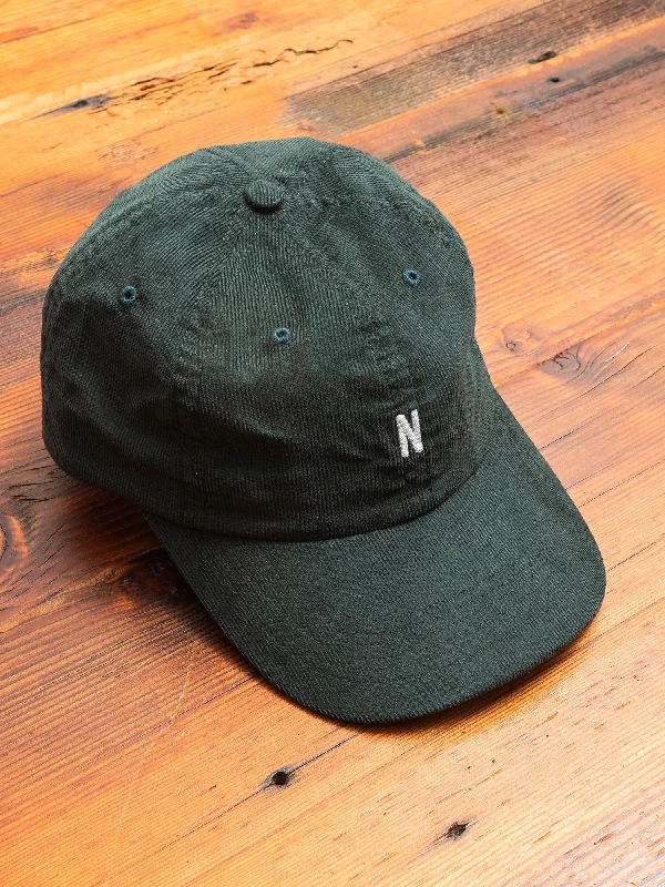 Beanies with earthy vibes-Baby Corduroy Sports Cap in Deep Sea Green