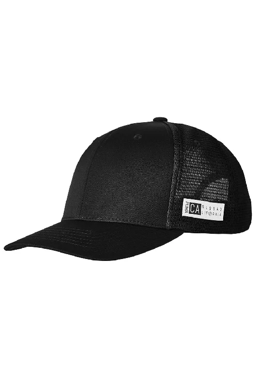 mens hats with flexible brim-Puma Mens Moisture Wicking Snapback Trucker Hat - Black