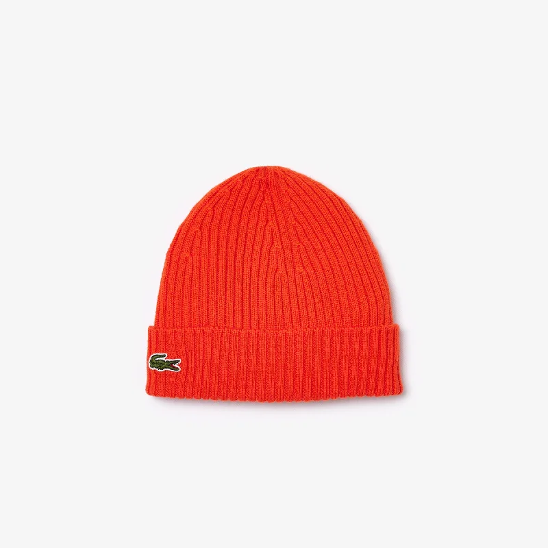 Wool Hats for mellow vibes-Unisex Ribbed Wool Beanie Orange