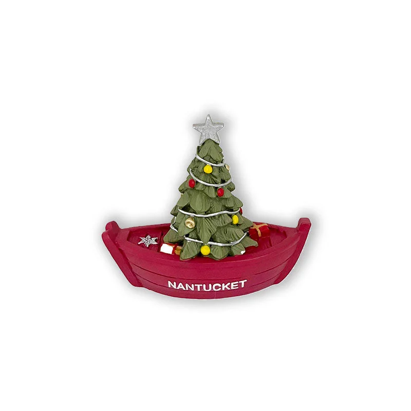 mens hats for snorkeling-Nantucket Boat with Christmas Tree Ornament