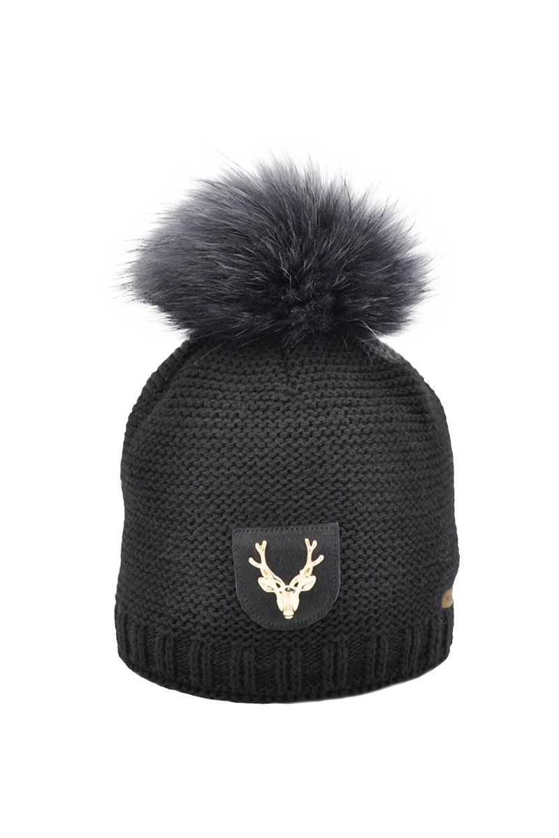 Wool Hats with wave weaves-Avanti Gold Deer Patch - Merino Wool Hat