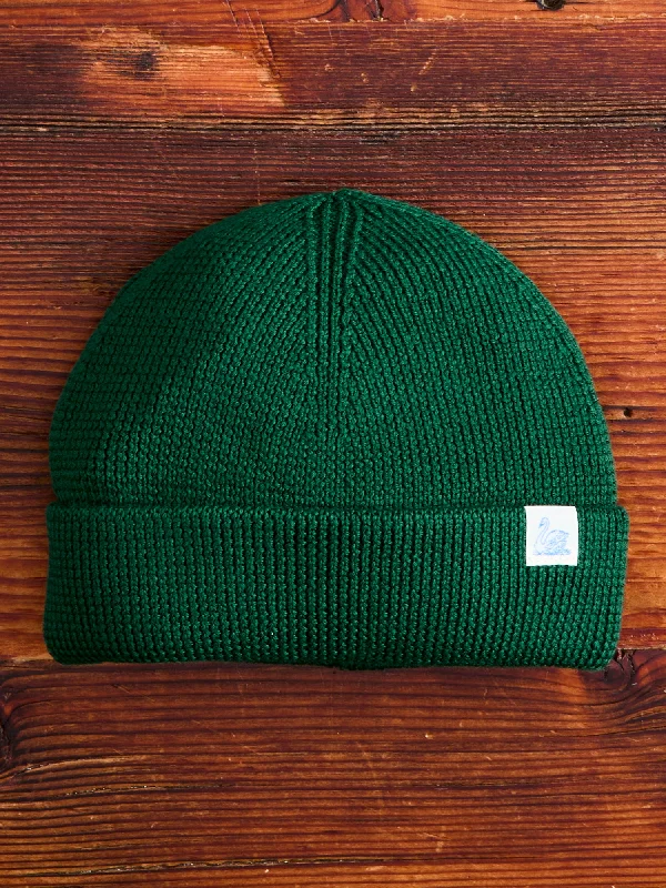 Wool Hats for holiday hikes-Merino Wool Ribbed Beanie in Moss