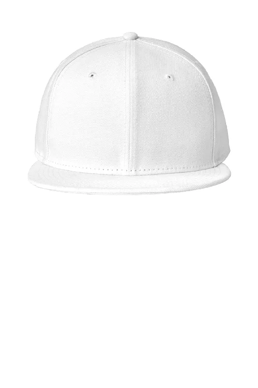 mens hats in slate-New Era Mens Flat Bill Snapback Hat - White