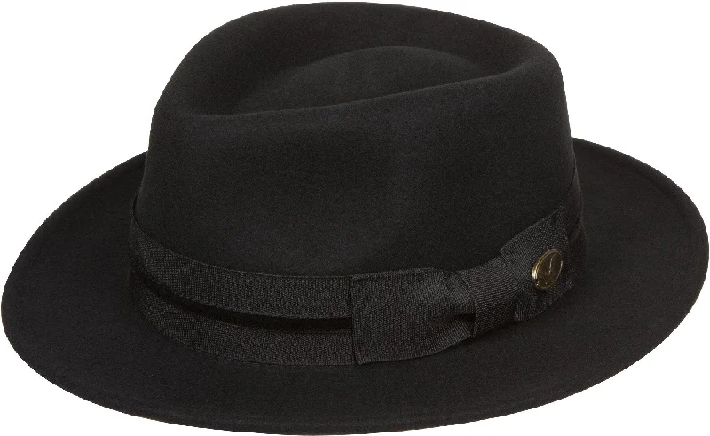 Wool Hats with cool hues-Sakkas Frank Grosgrain Velvet Stripe Wool Fedora