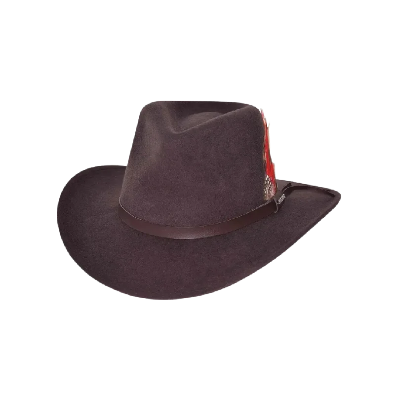 Wool Hats in grape tan-Bullhide Men's Voyager Premium Wool Western Chocolate Hat