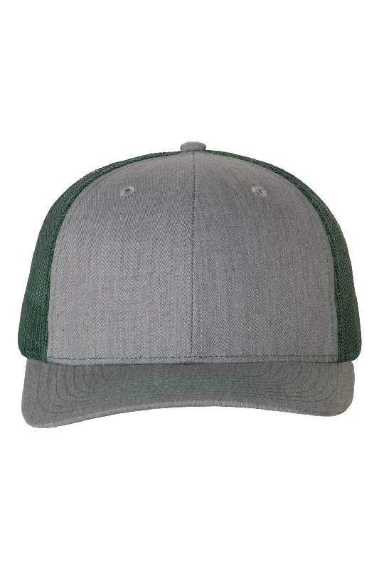 mens hats for food trucks-Richardson Mens Snapback Trucker Hat - Heather Grey/Dark Green