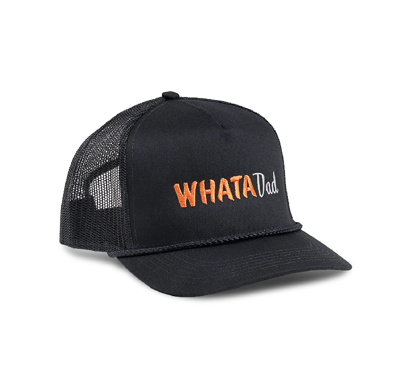 Sparkly headbands for men-WhataDad Black Trucker Hat