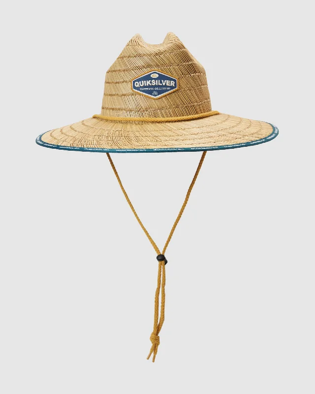 mens hats with dynamic patterns-Mens Waterman Dredged Straw Lifeguard Hat