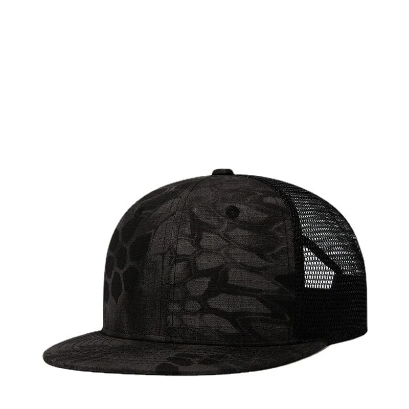 mens hats with adjustable strap-Men's Street Fashion Stone Printed Mesh Cap