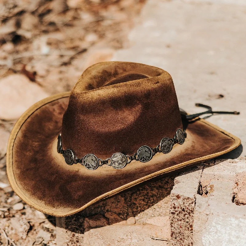 Wide headbands for winter-Wyatt - Brown Distressed