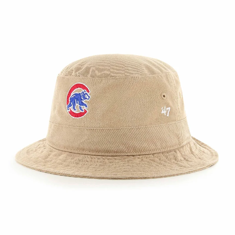 Bucket hats for parties-Chicago Cubs Khaki Walking Bear Bucket Cap