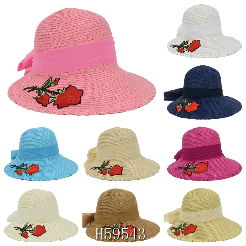 Bucket hats for urban fashion-Wholesale Summer Sun Straw Fedora Bucket Hats H59543