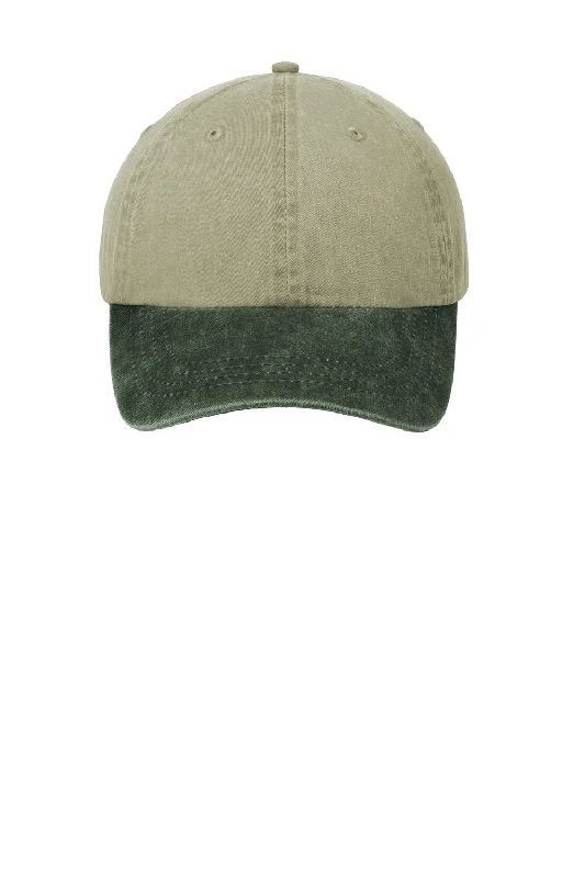 mens hats in silk-Port & Company Mens Adjustable Hat - Khaki/Hunter Green