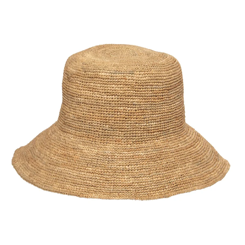 Bucket hats for beach vacations-Weekend - Women's Crochet Raffia Bucket