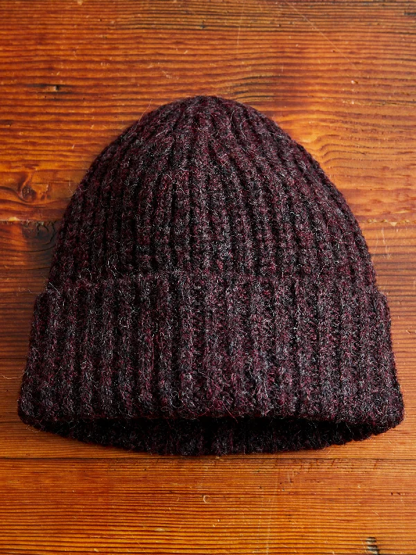 Beanies for snowy days-Alpaca Watch Cap in Bordeaux