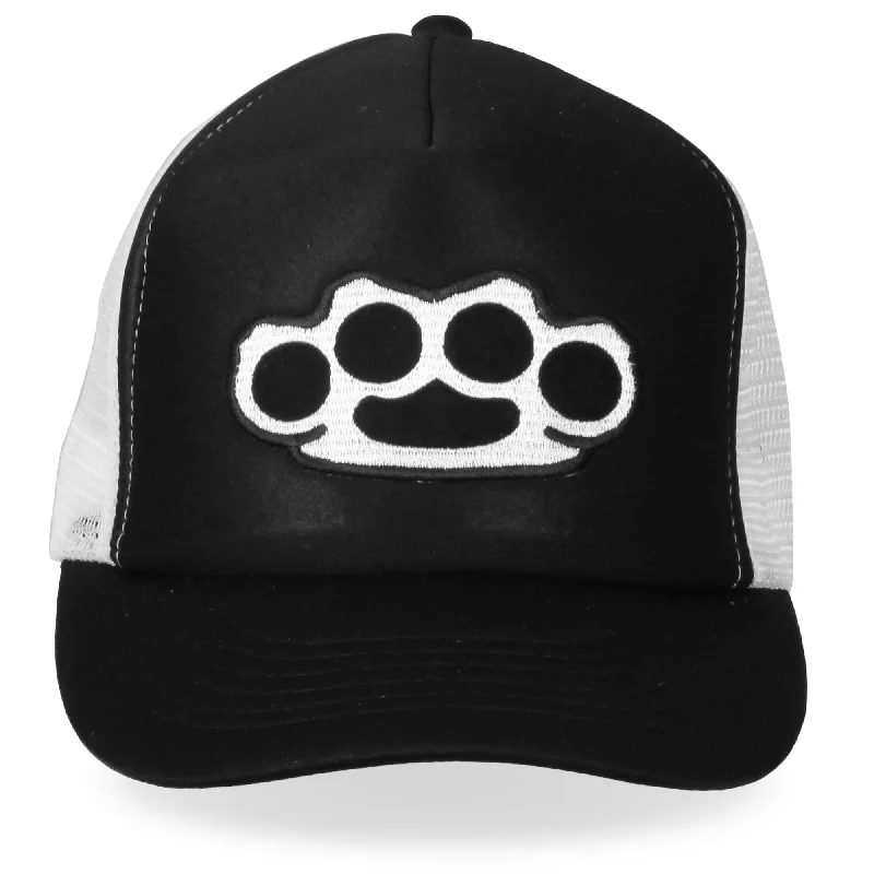 Wide headbands for teens-Hot Leathers GSH1009 Knuckles Black and White Trucker Hat