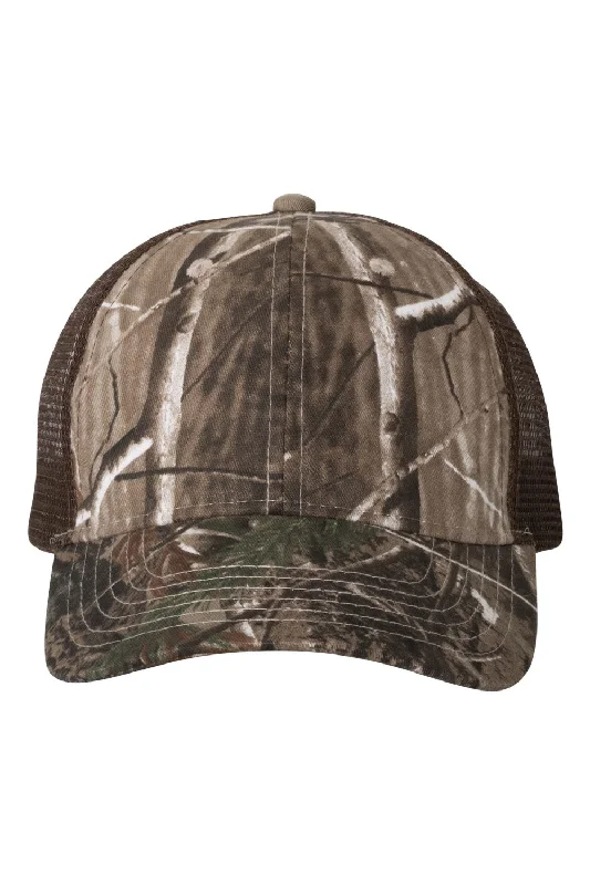 mens hats with slouchy fit-Kati Mens Camo Mesh Back Adjustable Hat - Realtree AP/Brown