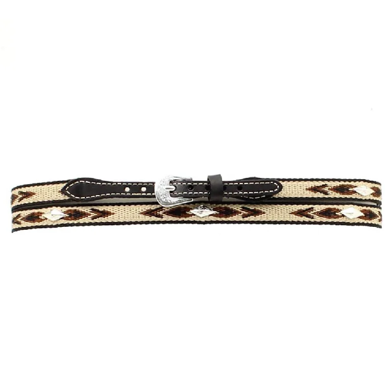 Stretch headbands for teens-M&F 1/2 Embroidered Hatband with Diamond Conchos