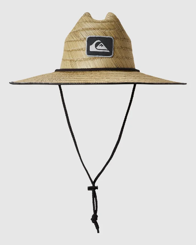 mens hats with slim fit-Mens Dredged Straw Lifeguard Hat