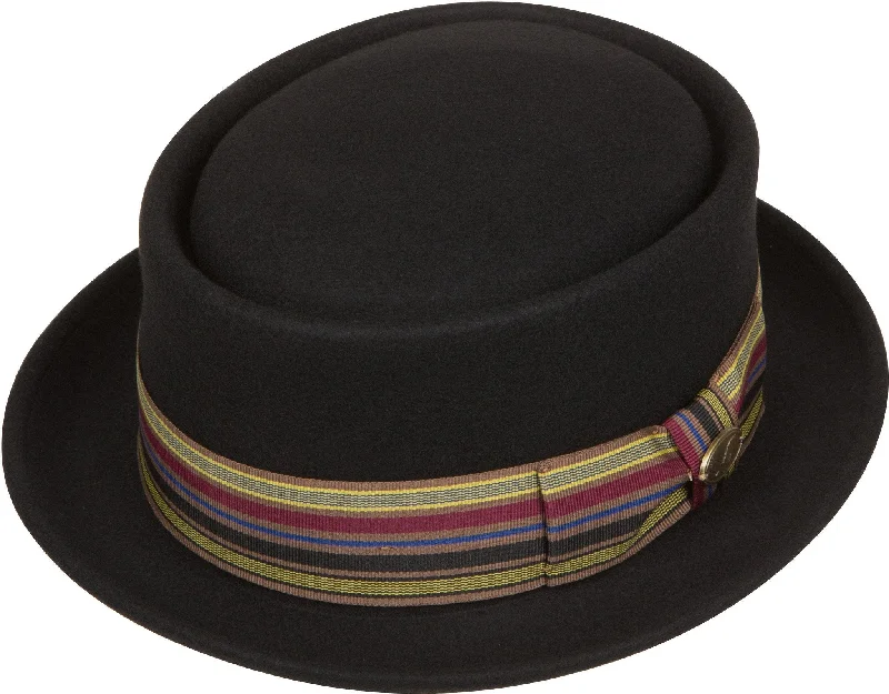 Wool Hats with crisp charm-Sakkas Buster Patterned Band Wool Porkpie Hat