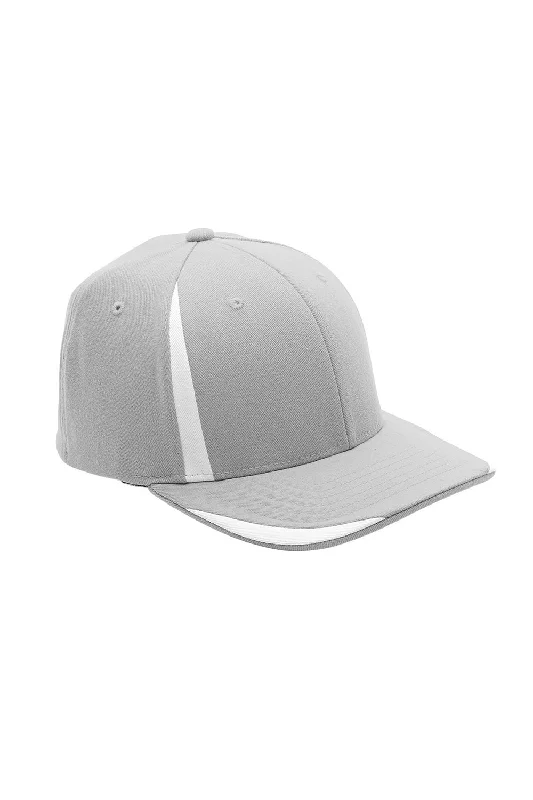 mens hats in qiviut-Team 365 Mens Moisture Wicking Stretch Fit Hat - Silver Grey/White