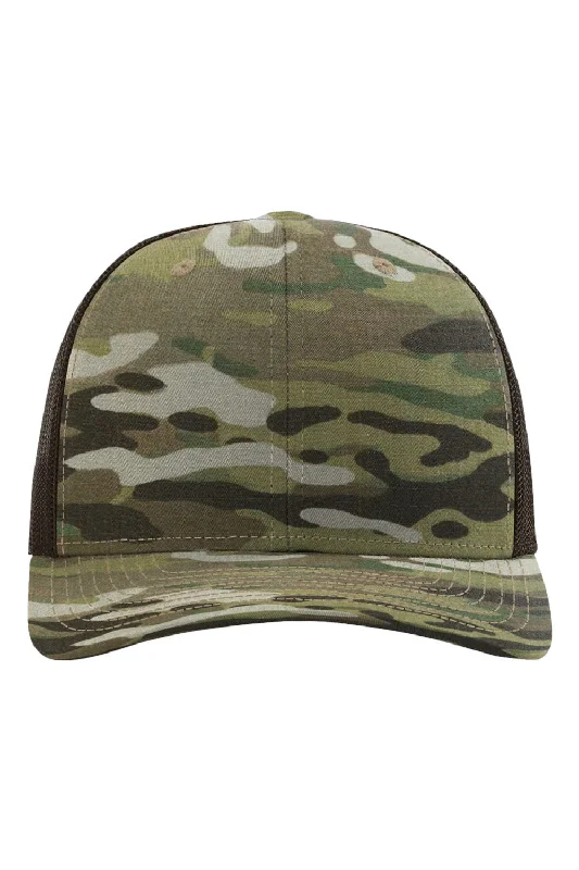 mens hats with cool tones-Richardson Mens Tactical Snapback Trucker Hat - Multicam Original/Coyote Brown