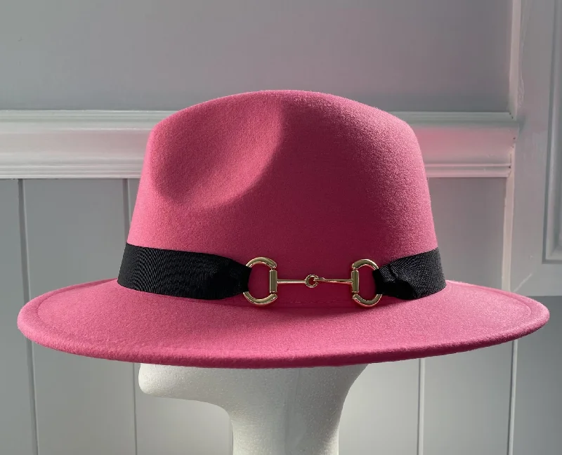 Beanies for cold runs-Pink Panama Hat Snaffle Bit Band