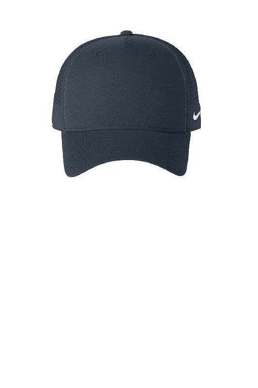 mens hats in hemp-Nike Mens Mesh Snapback Trucker Hat - Navy Blue - New