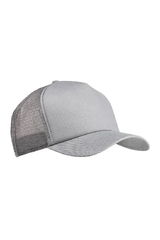 mens hats with ventilation-Big Accessories Mens Adjustable Trucker Hat - Light Grey