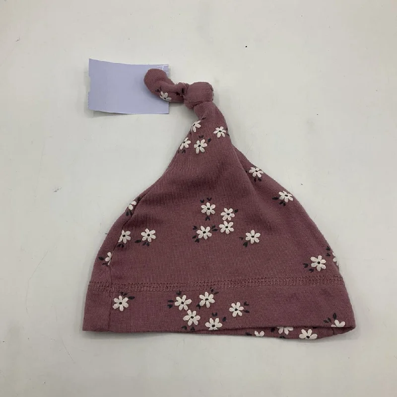 mens hats in calico-Size 0-6m: Modern Moments Mauve Pink White Daisies Flowers Baby Hat