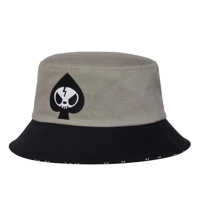 mens hats in gray-Men's Street Fashion Skull Embroidered Hat