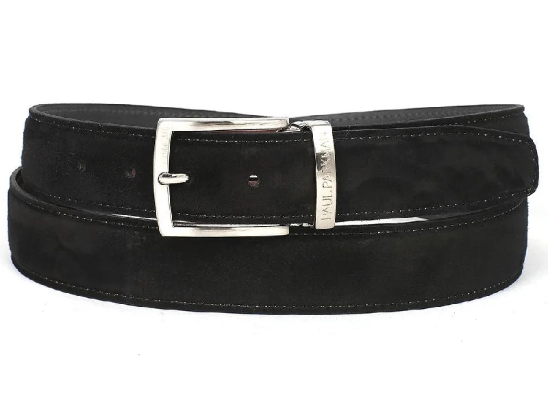 mens hats in alligator leather-Pau Parkman Men's Suede Belt in Black