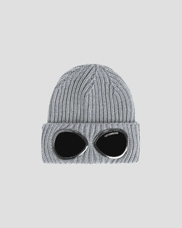 Wool Hats in soft lambswool-Extra Fine Merino Wool Goggle Beanie Grey Melange